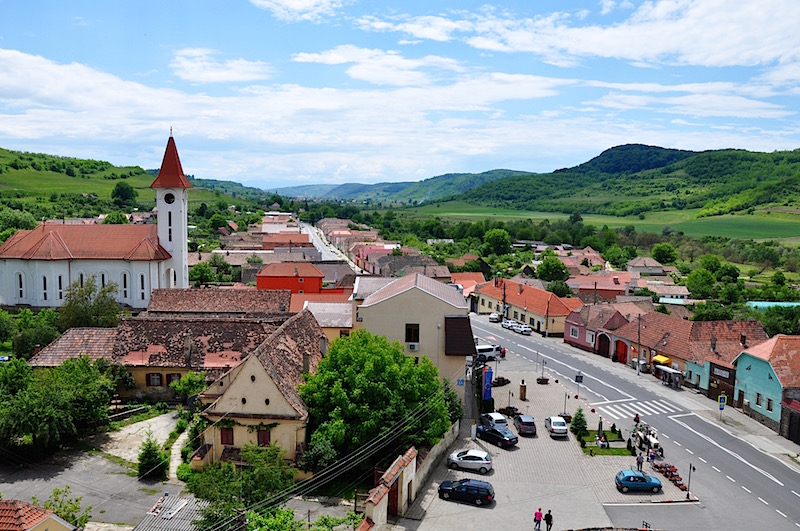 View from the church tower to Frauendorf, Axente Sever, Transylvania, Romania