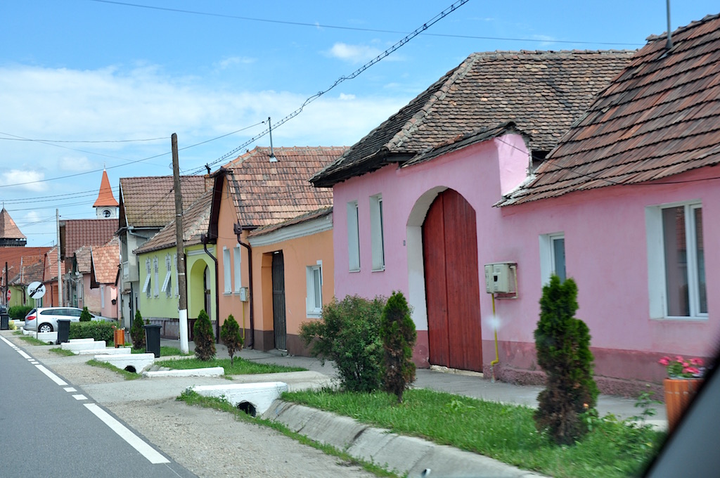 Colorful houses on the way through Transylvania, Romania