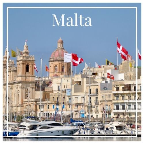 Länder-Icon für Malta mit einem Bild des Hafen von Birgu